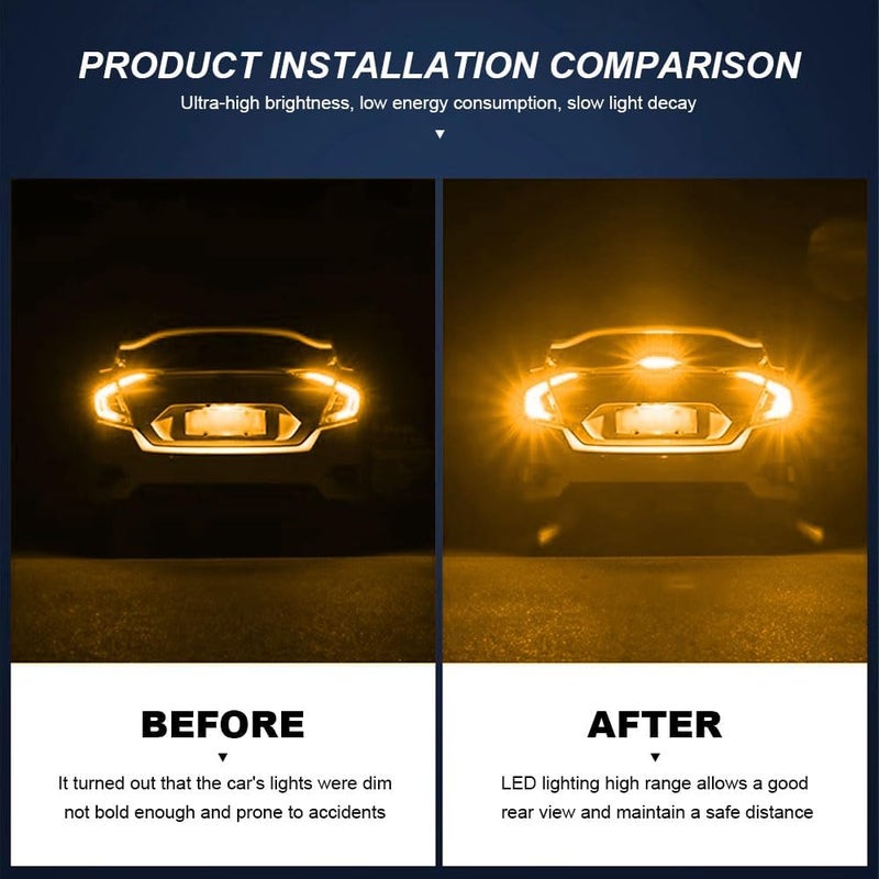PACLVIO 2 قطع لمبات LED 3157، لمبات استبدال LED 3056 3156 3057 4157، لمبات إشارة انعطاف LED فائقة السطوع لمصابيح إشارة الانعطاف الأمامية والخلفية، مصابيح وقوف السيارات، مصابيح علامة جانبية، مصابيح الفرامل (أصفر كهرماني) - Image 3
